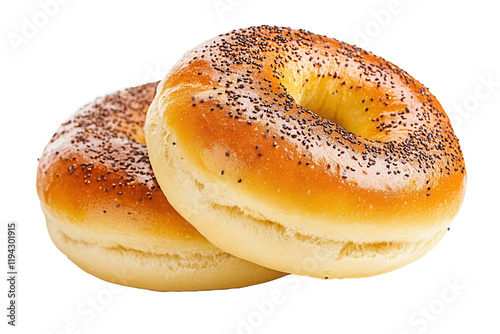 Poppy seed bagels studio shot, bakery product