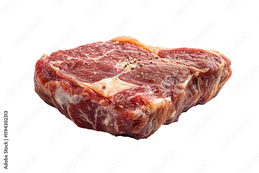 Fototapeta premium Raw steak, peppered, studio shot, white background, cooking