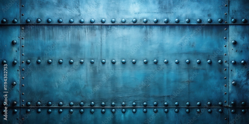 Fototapeta premium Deep Teal Metal Panel with Industrial Rivets A Textured Background for Design Projects
