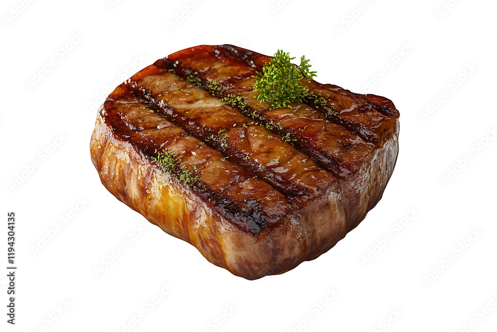 Grilled steak, studio shot, white background, food photography (1)