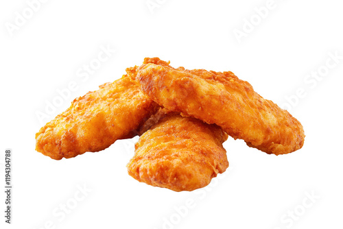 Crispy fried chicken tenders, studio shot, food photography, white background