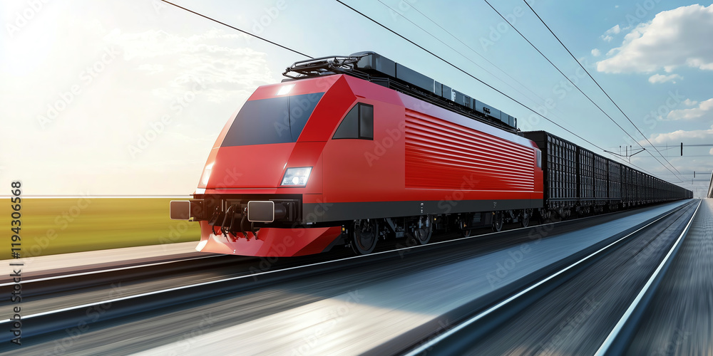 Fototapeta premium Electrified Rail Transport Reducing Dependency on Diesel for Sustainable and Low-emission Rail Systems