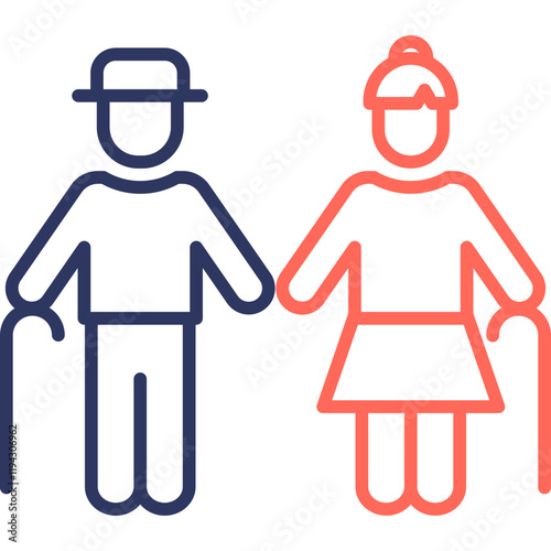 Grandparents line color icon
