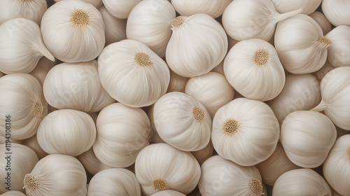 Garlic Cloves Close-Up: A macro photograph of a tightly packed group of garlic cloves, showcasing the intricate detail and ivory white color of these flavorful bulbs.