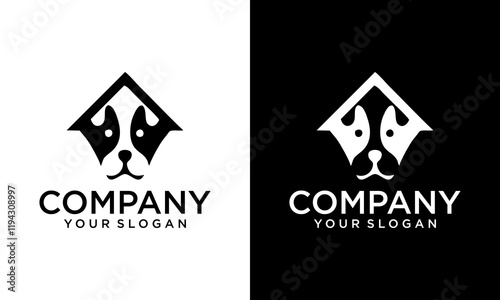 Abstract dog house logo icon vector template on white background