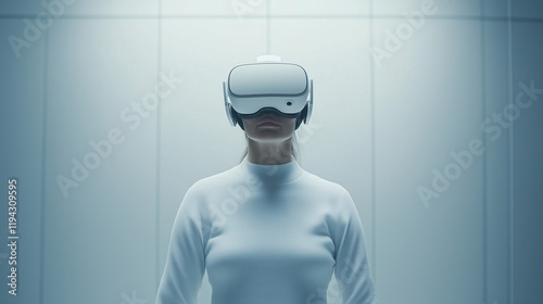 Woman in VR Headset: A woma...