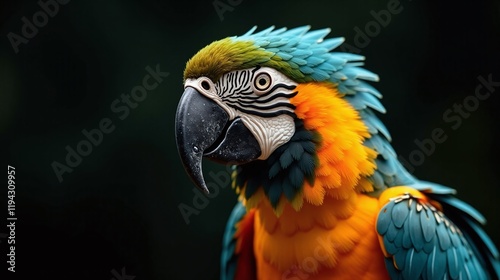 Vibrant macaw parrot portrait colorful feathers closeup detailed