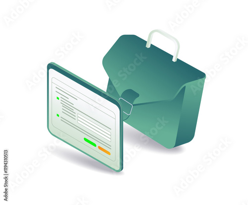Businessman bag with business registration form window