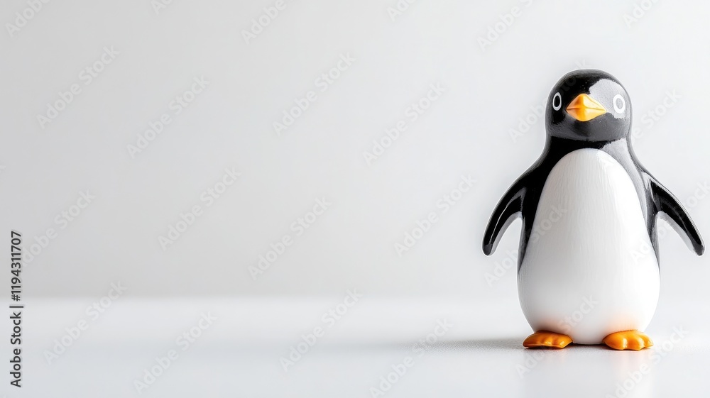 Obraz premium Black and white penguin toy on background