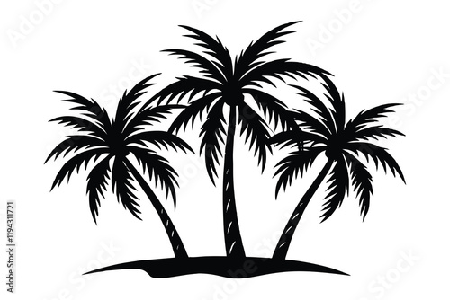 Silhouette of palm trees against a tropical sunset sky