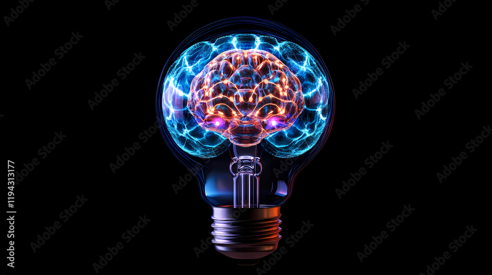 Creative light bulb illuminated in darkness Creative light bulb illuminated in darkness