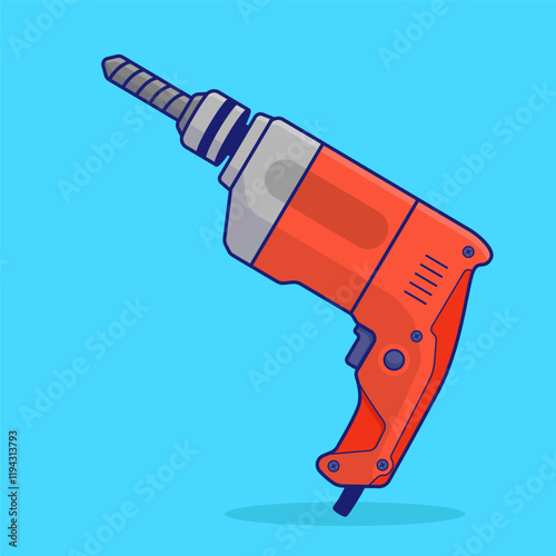 illustration cute cartoon drilling machine