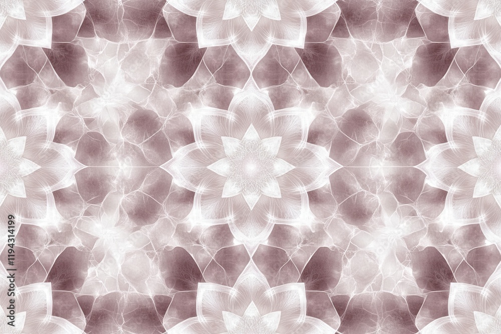 Soft pastel Islamic design, geometric and botanical motifs, neutral canvas