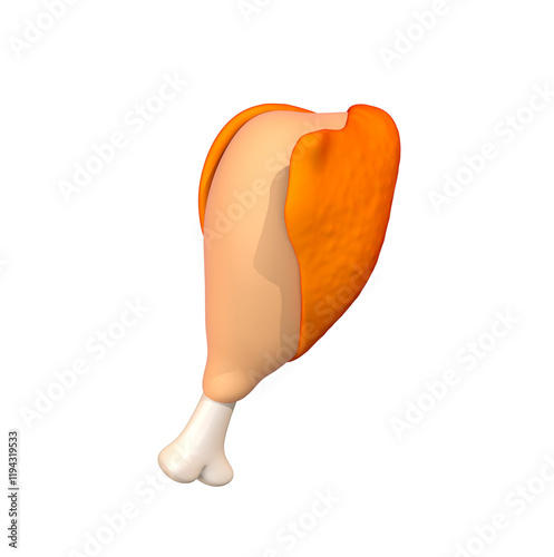 fried chicken leg 3d icon. 3d rendering of Fried chicken isolated on white background Illustration