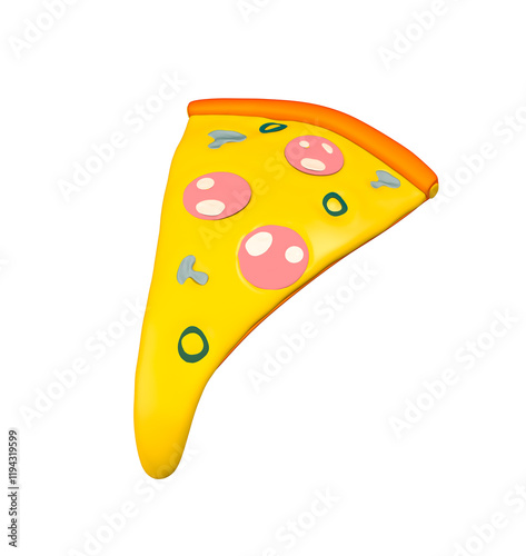 slice of pizza 3d icon. slice of pizza 3d rendering on white background.