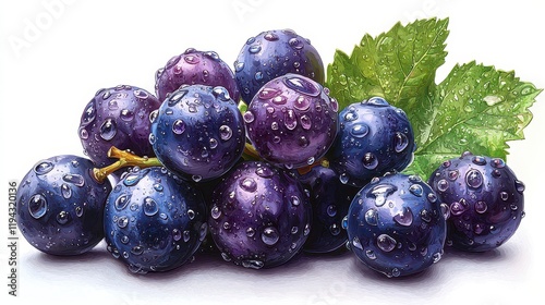 Wallpaper Mural Fresh, juicy dark grapes with water droplets and a green leaf. Torontodigital.ca