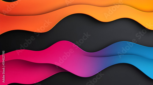 Purple red blue orange pink dynamic wave black background grainy gradient banner design abstract poster cover header photo