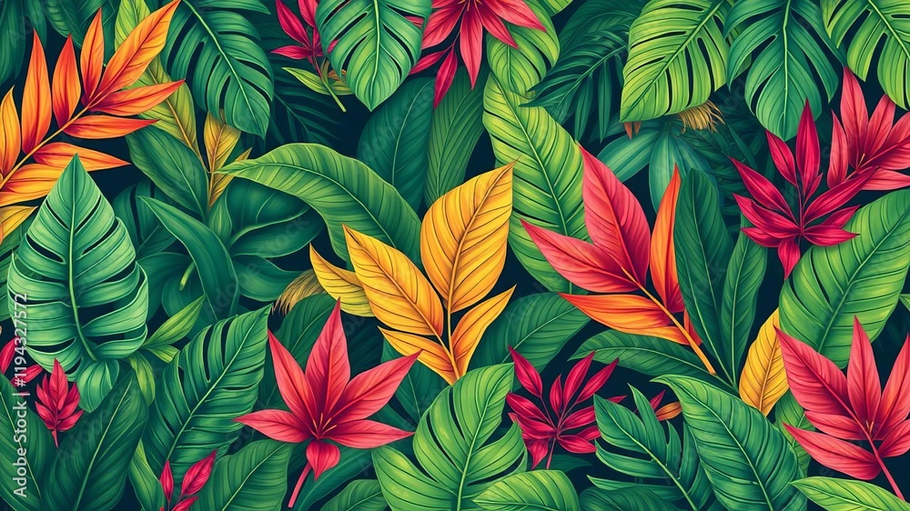 Lush green banana leaf pattern with intricate veins and vibrant colors, plant, foliage Lush green banana leaf pattern with intricate veins and vibrant colors, plant, foliage