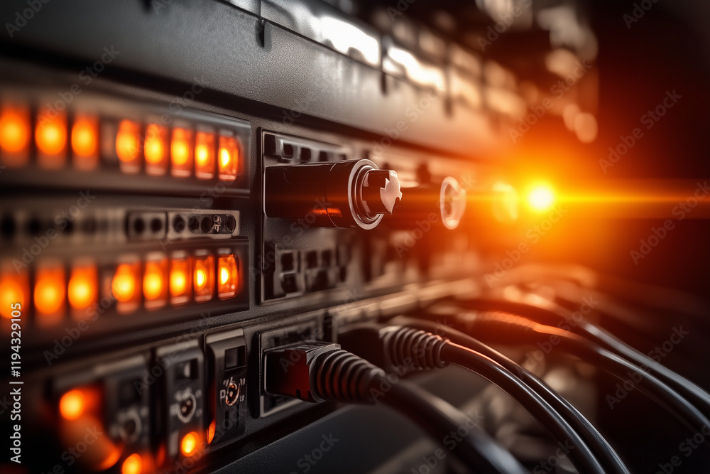 Server room with cables connected to a router close up background. Server room with cables connected to a router close up background.