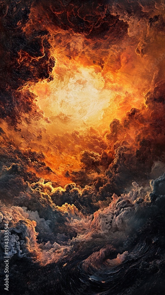 Fiery Cloudscape: A Dramatic Abstract of Heaven and Hell Fiery Cloudscape: A Dramatic Abstract of Heaven and Hell