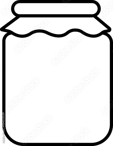 Glass jar kitchen utensil icon, Hand drawn sketch style drawing. canning and preserving. With cover and without lid. ,isolated on a transparent background, PNG, cutout, or clipping path.