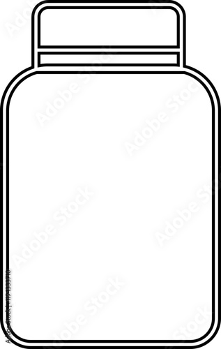 Glass jar kitchen utensil icon, Hand drawn sketch style drawing. canning and preserving. With cover and without lid. ,isolated on a transparent background, PNG, cutout, or clipping path.