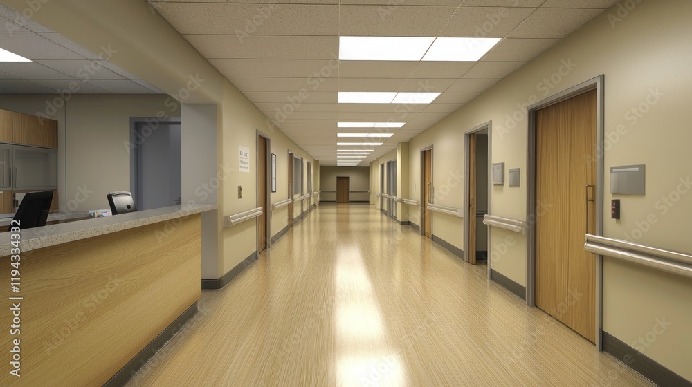 Serene Hospital Corridor: A Tranquil Medical Space Serene Hospital Corridor: A Tranquil Medical Space