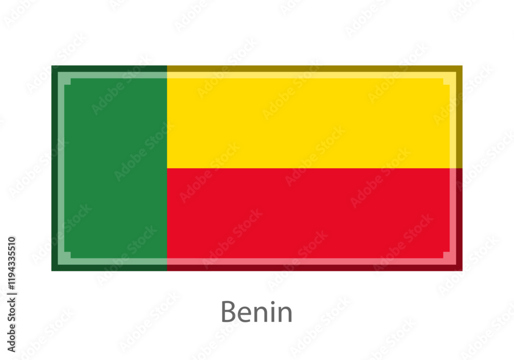 Obraz premium Vector illustration of the Benin flag in pixel art or mosaic style on white background. Collection of flags of the countries of the world.