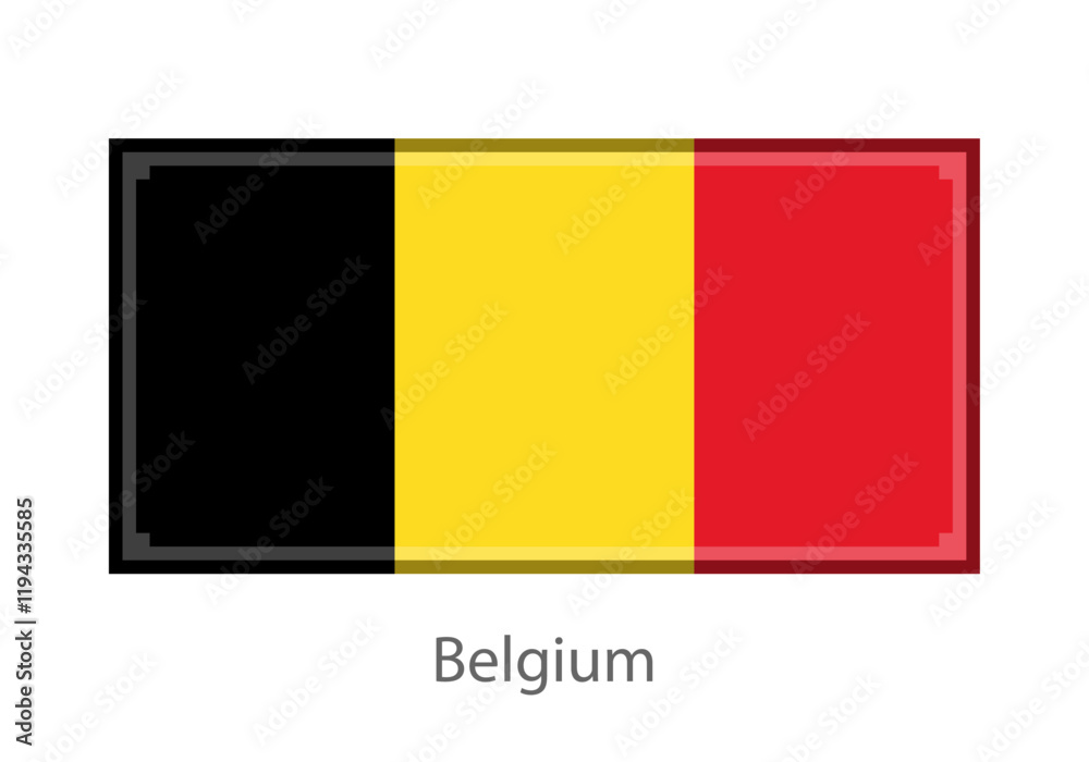 Fototapeta premium Vector illustration of the Belgium flag in pixel art or mosaic style on white background. Collection of flags of the countries of the world.