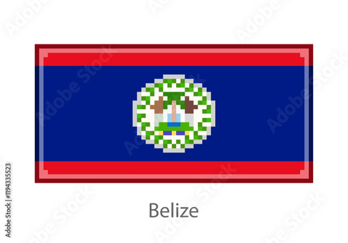 Vector illustration of the Belize in pixel art or mosaic style on white background. Collection of flags of the countries of the world.