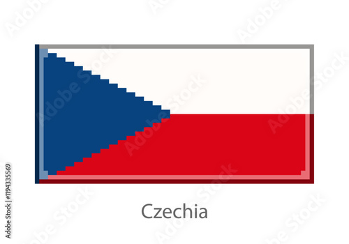 Vector illustration of the Czechia in pixel art or mosaic style on white background. Collection of flags of the countries of the world.