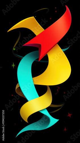 Vibrant abstract ribbon-like shapes creating a lively background for celebrations or announcements.