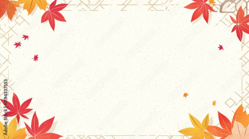 Autumn Maple Leaves: A Serene Japanese-Style Border Design Autumn Maple Leaves: A Serene Japanese-Style Border Design