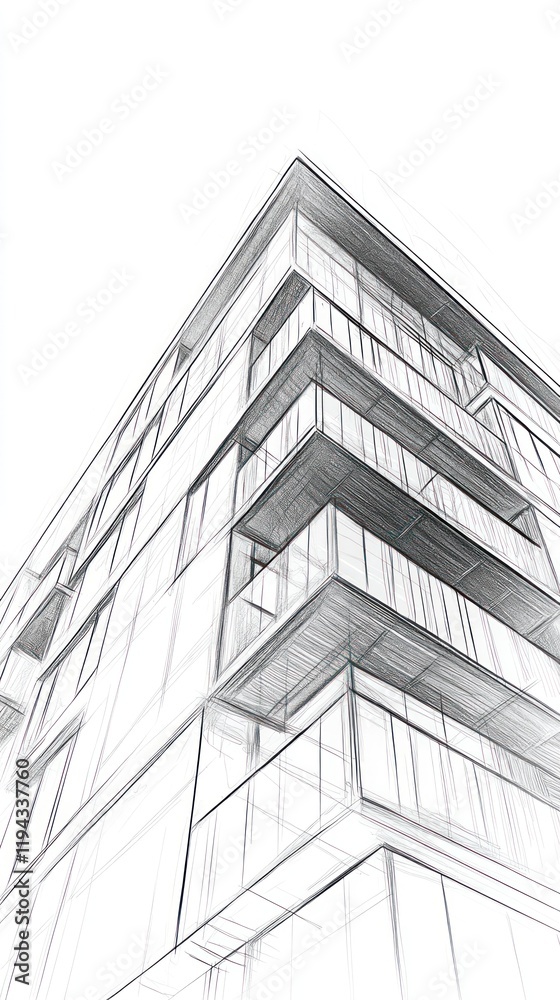Architectural Sketch: Modern Building Design