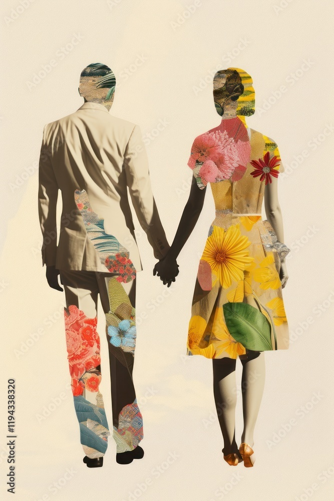Naklejka premium Couple pattern adult dress.