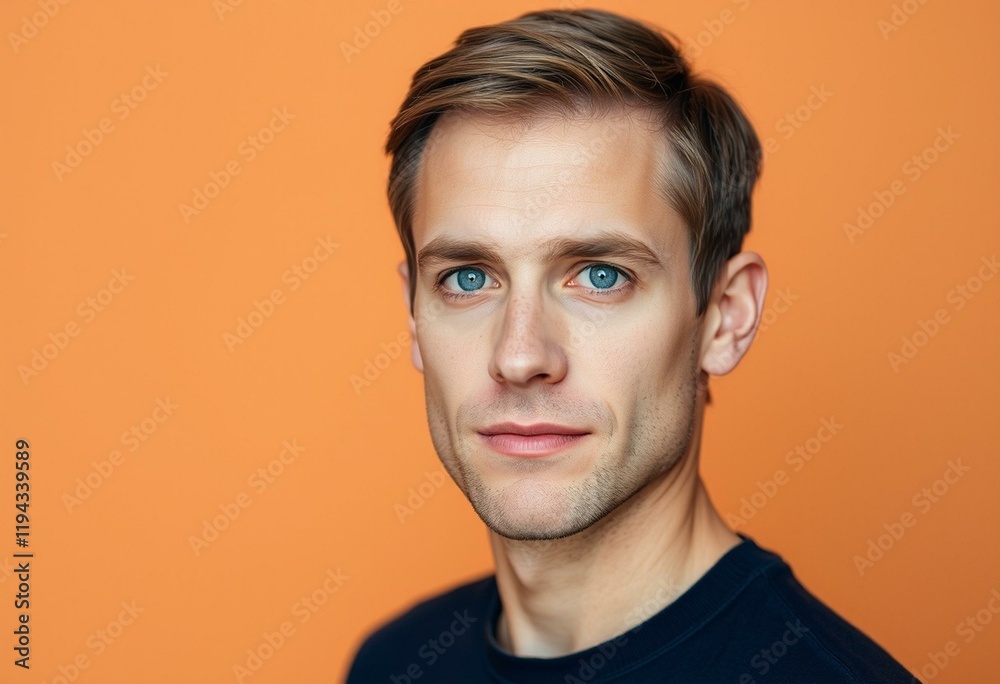 Fototapeta premium Western-style portrait of a male on a warm-toned background