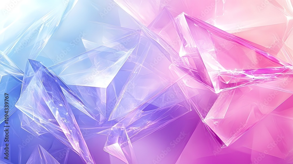 Vibrant geometric crystal like background with overlapping transparent shapes in a spectrum of light colors Prismatic iridescent and refractive effects create a mesmerizing futuristic Vibrant geometric crystal like background with overlapping transparent shapes in a spectrum of light colors Prismatic iridescent and refractive effects create a mesmerizing futuristic