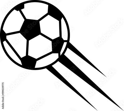 Vector Soccer Ball Icon, clipping path isolated on a transparent background with the entire depth of field, Speeding footballs represented by dynamic soccer ball design features, for mobile apps.