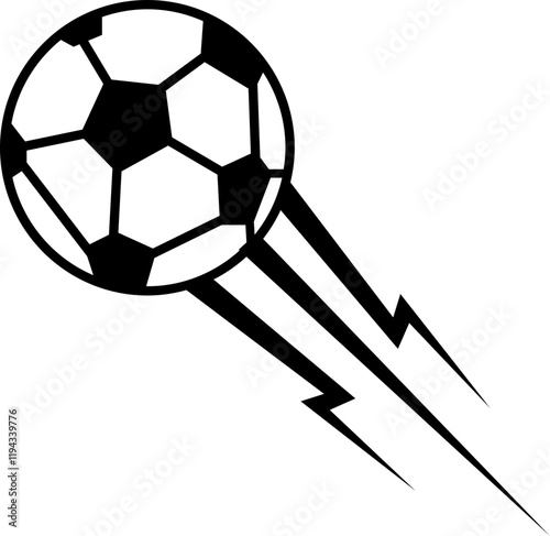 Vector Soccer Ball Icon, clipping path isolated on a transparent background with the entire depth of field, Speeding footballs represented by dynamic soccer ball design features, for mobile apps.