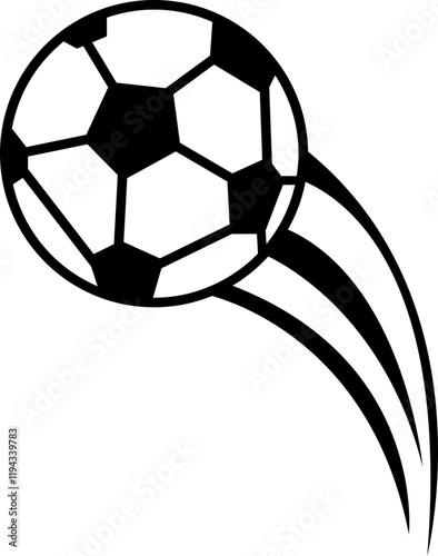 Vector Soccer Ball Icon, clipping path isolated on a transparent background with the entire depth of field, Speeding footballs represented by dynamic soccer ball design features, for mobile apps.