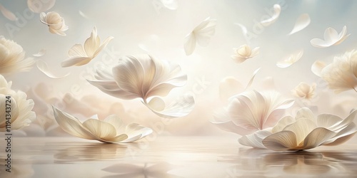 Serene Bloom Delicate Petals Drifting on Tranquil Waters, a Vision of Ethereal Beauty and Gentle Grace