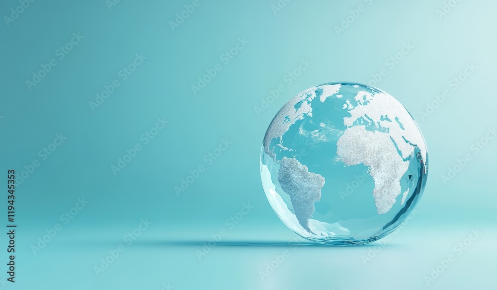 Glass globe on blue background. Glass globe on blue background.