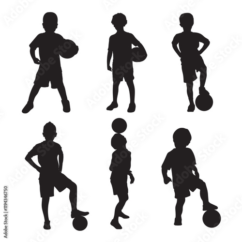 hand draw silhouette kid football