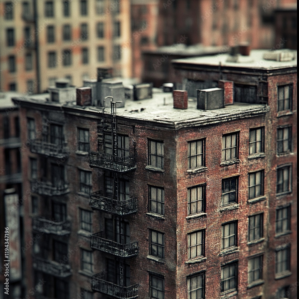 Fototapeta premium Urban Miniature: A Detailed Brick Building Model