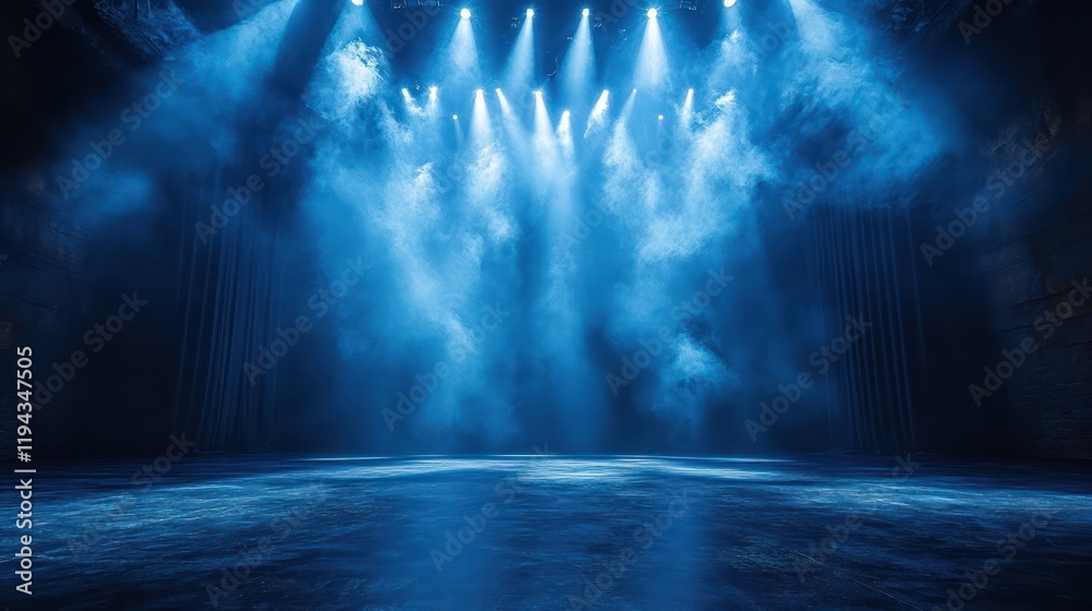 Naklejka premium Blue Stage Lights and Smoke
