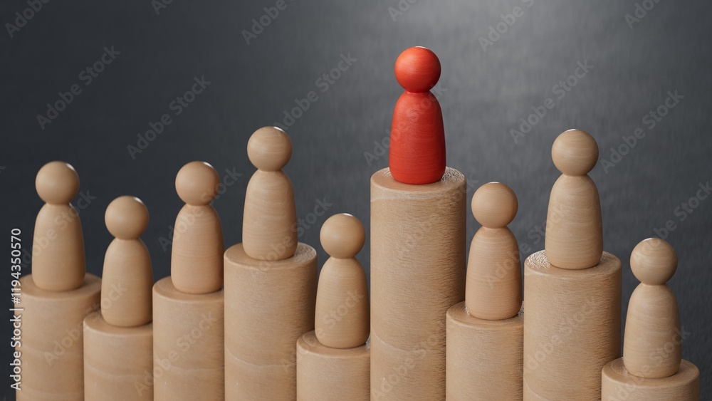 Leadership concept, red pawn of chess, standing out from the crowd of pawns.Leadership with business success concept. 3D rendering on black background. Leadership concept, red pawn of chess, standing out from the crowd of pawns.Leadership with business success concept. 3D rendering on black background.