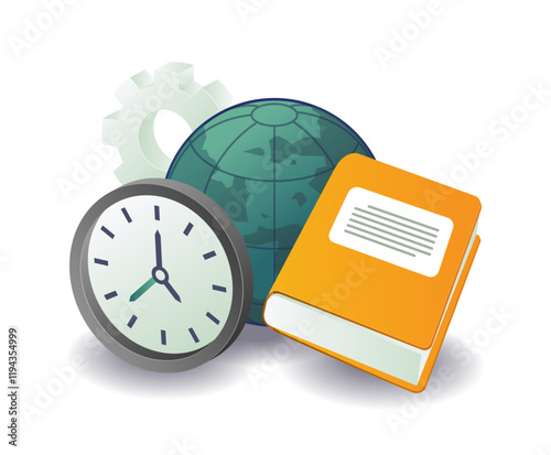 World education time clock concept illustration