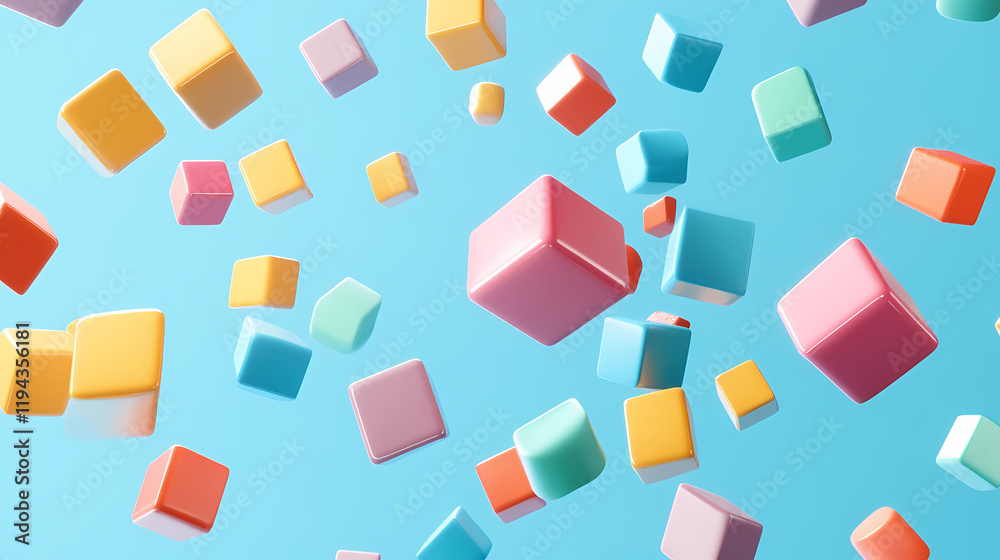 Floating colorful geometric cubes Floating colorful geometric cubes