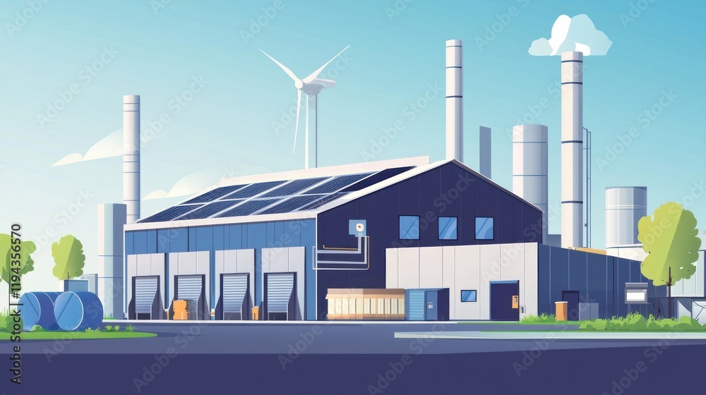 Sustainable Industrial Complex: A Modern Factory Embracing Green Energy Sustainable Industrial Complex: A Modern Factory Embracing Green Energy