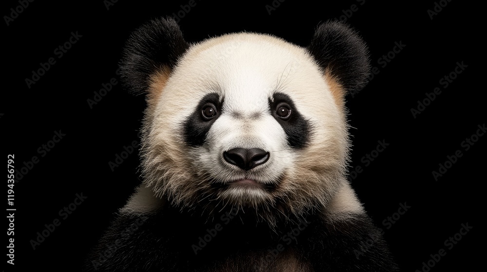 Charming Portrait of a Giant Panda Against a Solid Background Capturing Its Natural Expression and Unique Features Charming Portrait of a Giant Panda Against a Solid Background Capturing Its Natural Expression and Unique Features